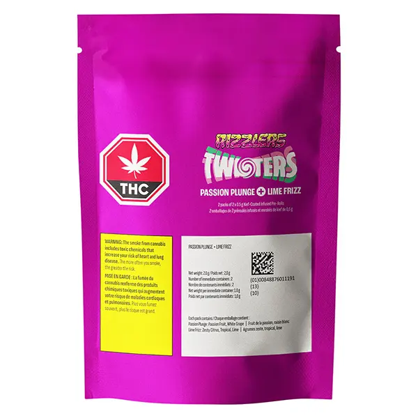Image for Twisters - Passion Plunge & Lime Frizz Razz Infused Pre-Roll, cannabis pre-rolls by Rizzlers