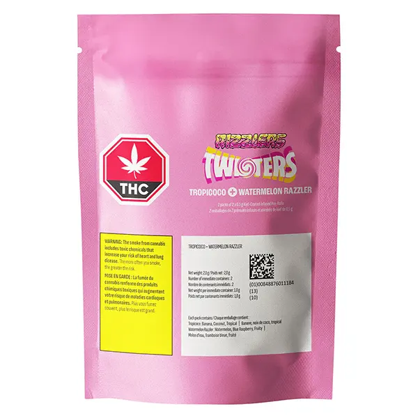 Image for Twisters - Tropicoco & Watermelon Razzler M Infused Pre-Roll, cannabis pre-rolls by Rizzlers