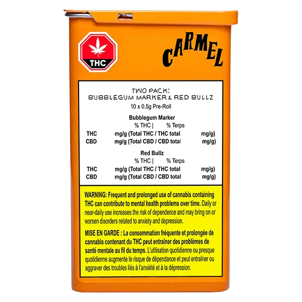 Image for Two Pack: Bubblegum Marker & Red Bullz Pre-Roll, cannabis all products by Carmel