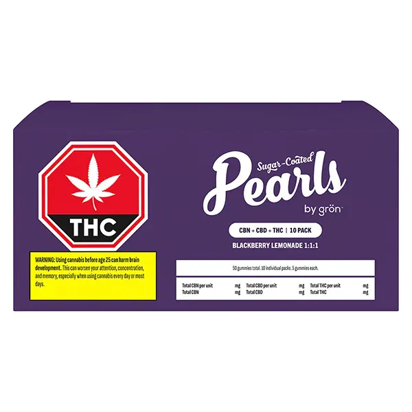 Image for Blackberry Lemonade 1:1:1 CBN/CBD/THC, cannabis gummies by Pearls by Gron