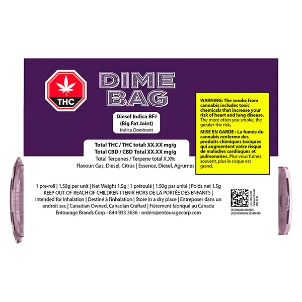 Image for Diesel Indica BFJ Big Fat Joint, cannabis pre-rolls by Dime Bag