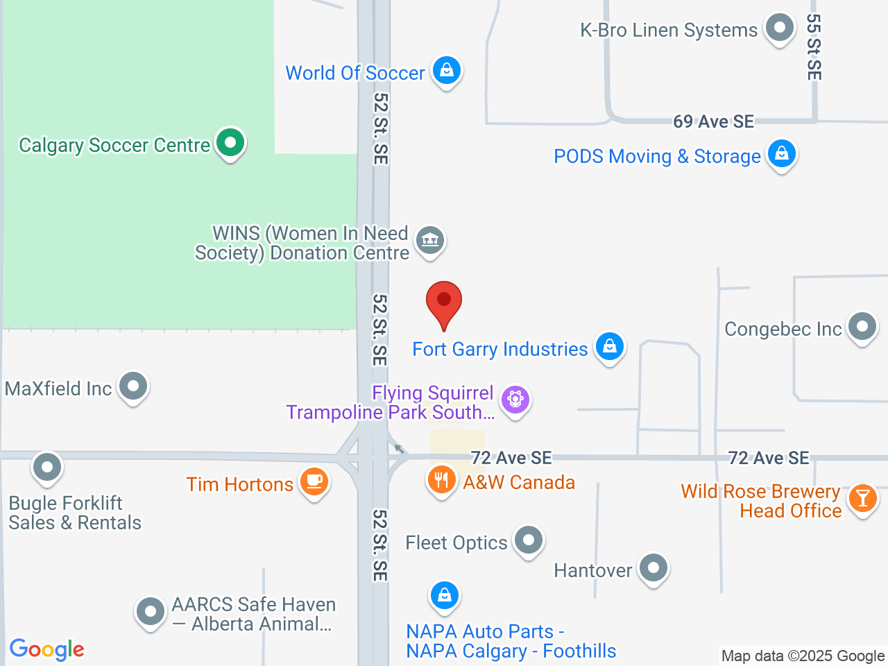 Street map for FOUR20 Foothills, 112-5334 72 Ave. SE, Calgary AB