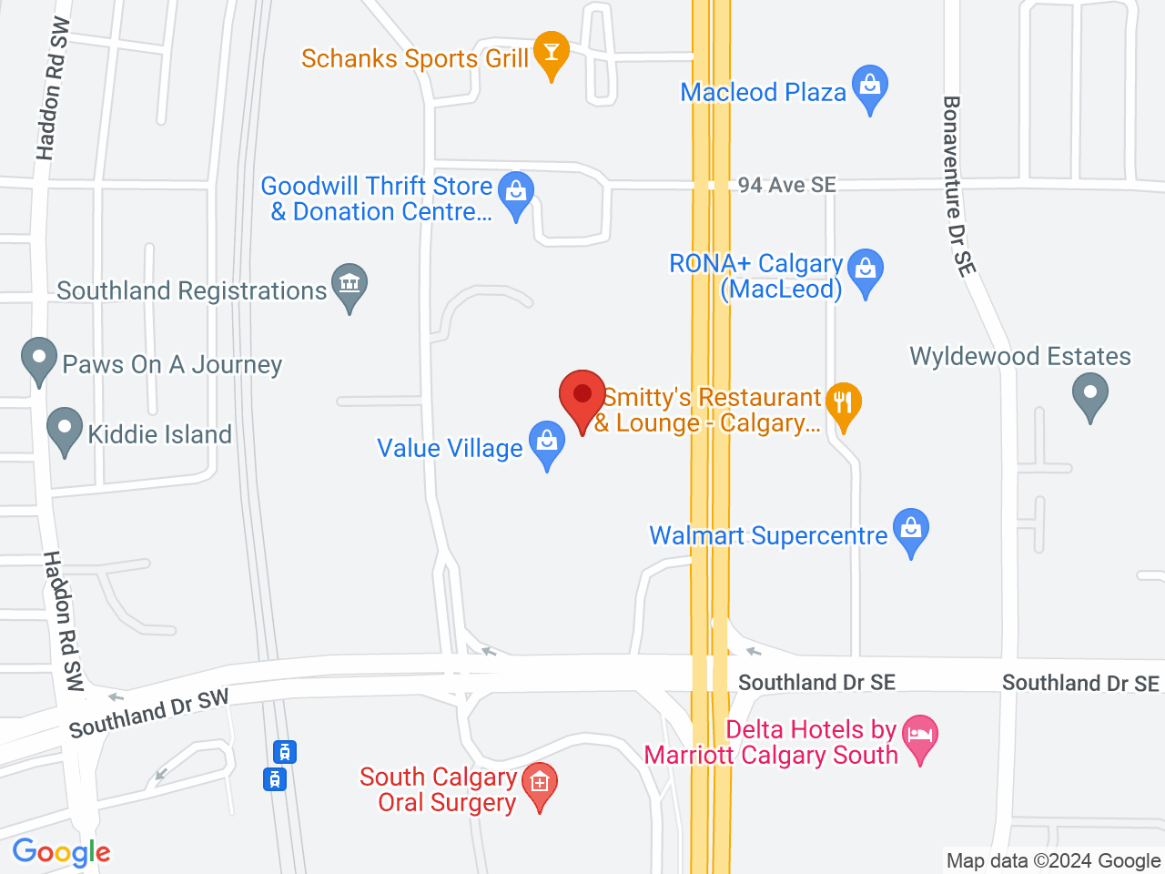 Street map for FOUR20 Southland, D290-9737 MacLeod Trail South, Calgary AB