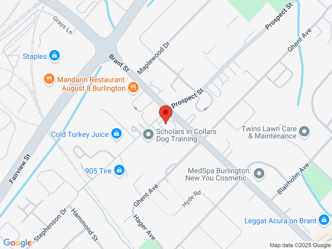 Street map for TreeTop Cannabis, 796 Brant St, Burlington ON