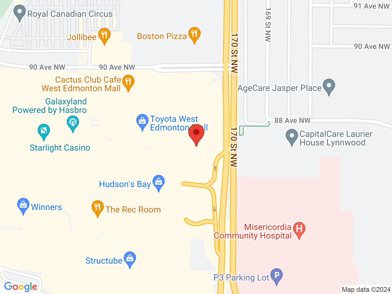Street map for Aurora Cannabis, 8882-170 St. #1388, Edmonton AB