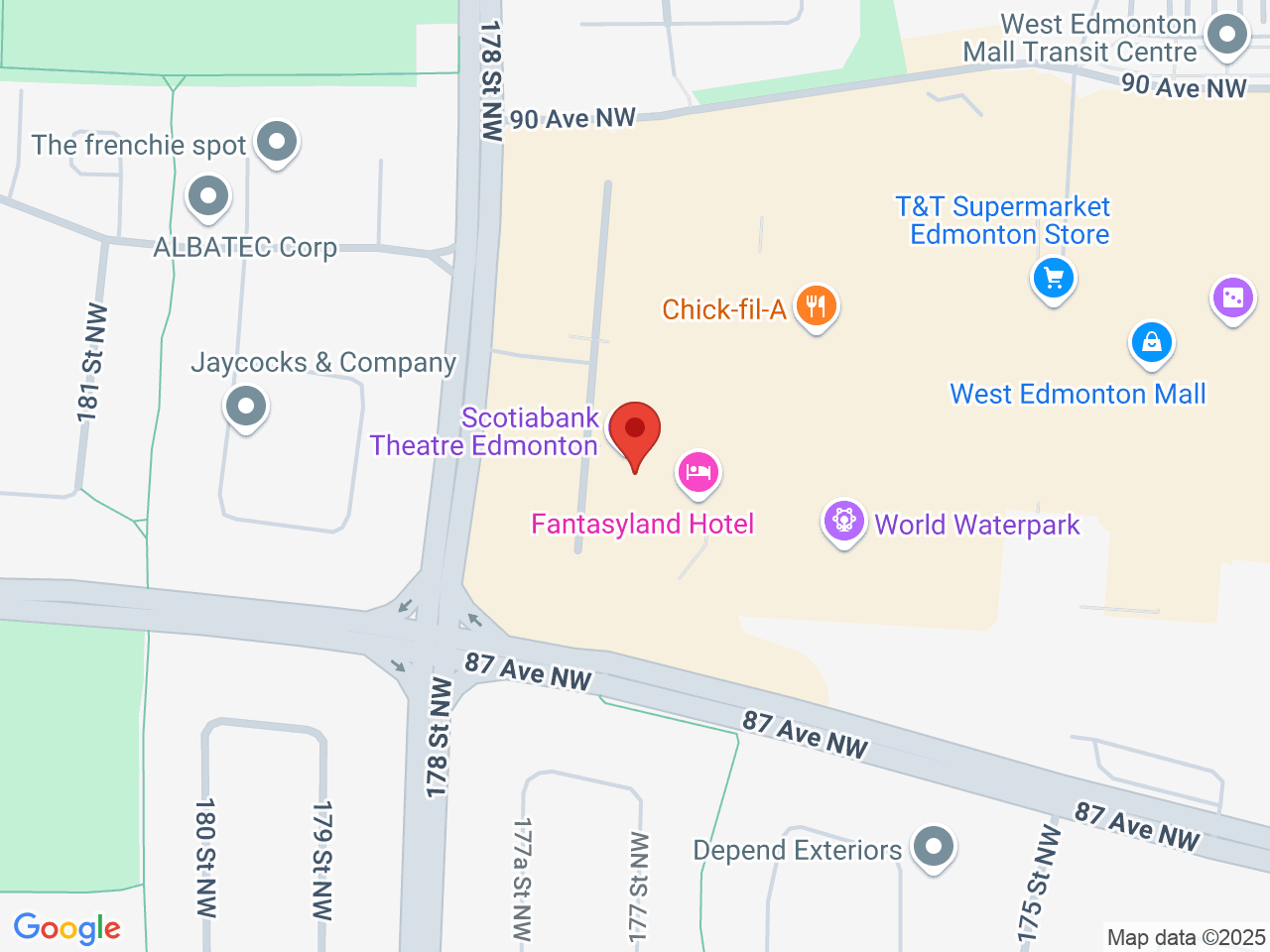 Street map for Aurora Cannabis, 8882-170 St. #1388, Edmonton AB