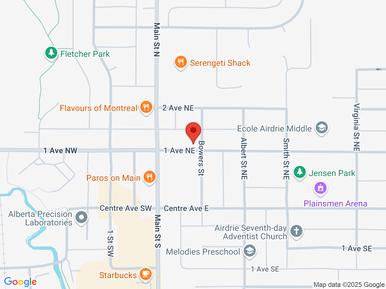 Street map for Best Buds Outlet, 100-124 1 Ave. NE, Airdrie AB