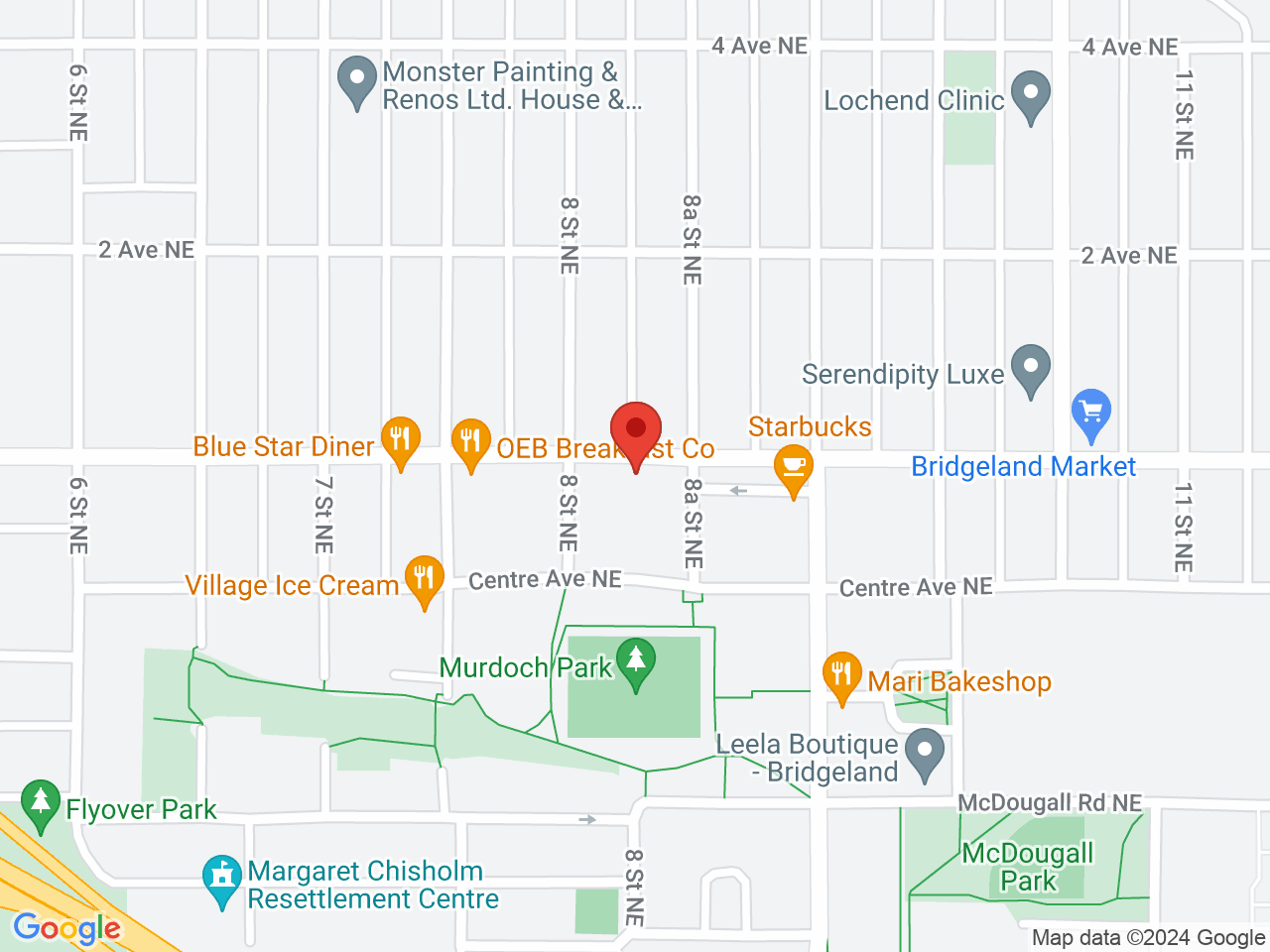 Street map for Bridgeland Cannabis Store, 917 1 Ave NE, Calgary AB