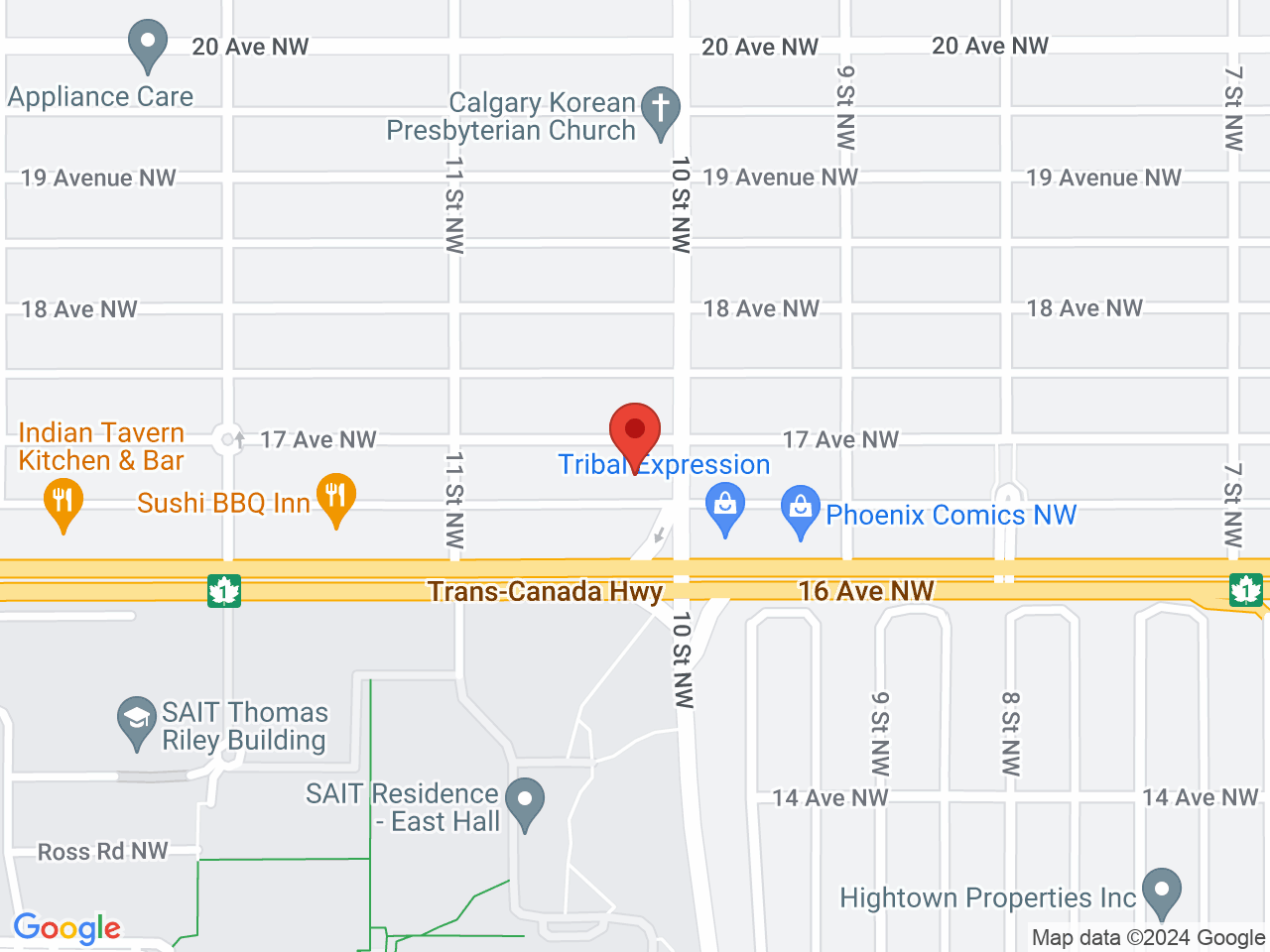 Street map for Bud Bar, 1717 10 St. NW, Calgary AB