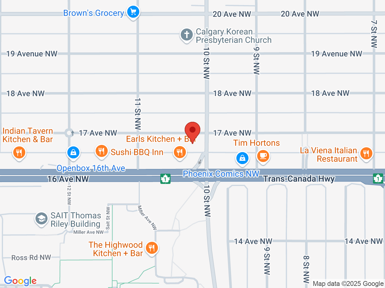 Street map for Bud Bar, 1717 10 St. NW, Calgary AB