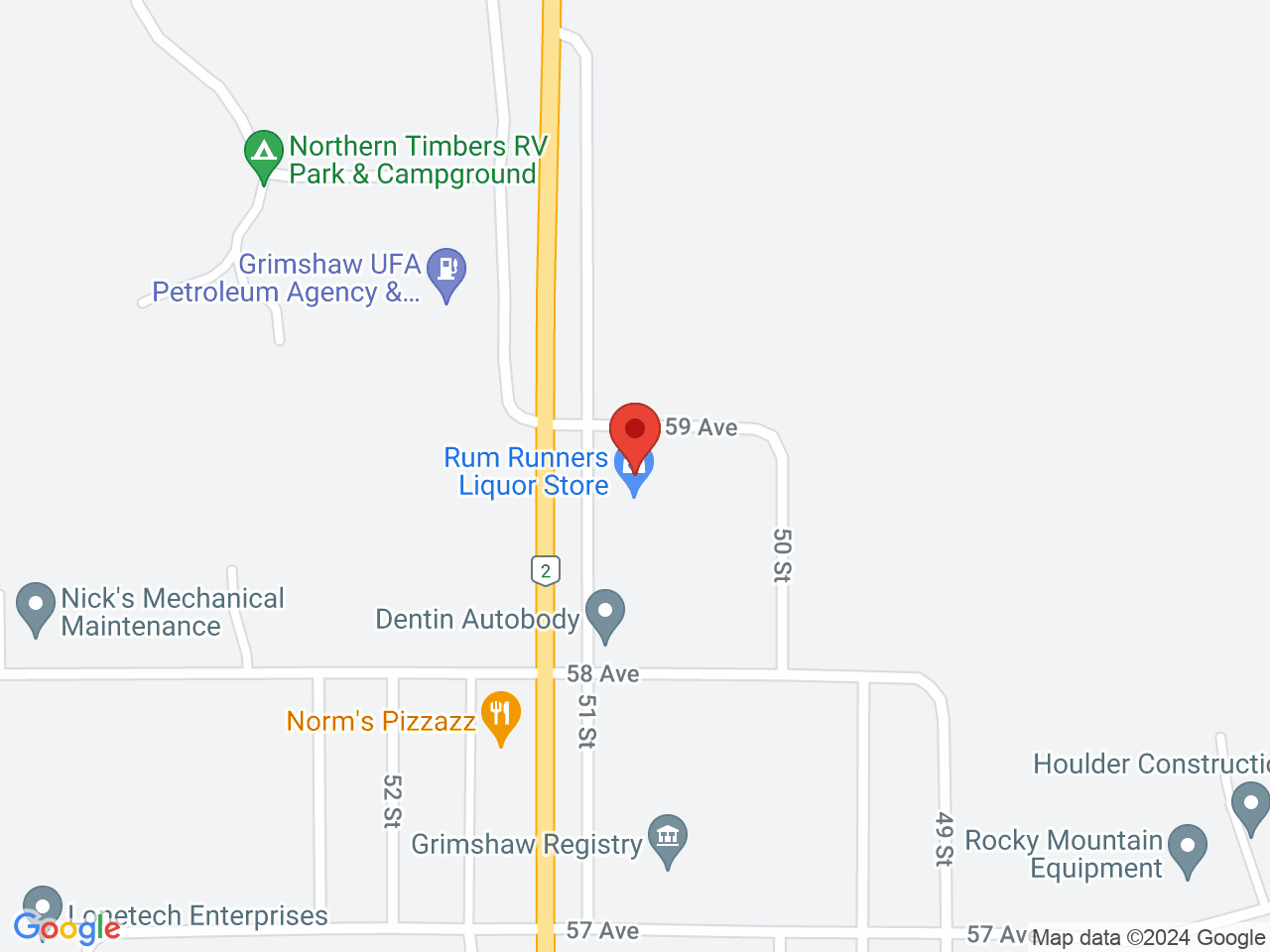 Street map for Bud Runners Cannabis, 5822 51 St., Grimshaw AB