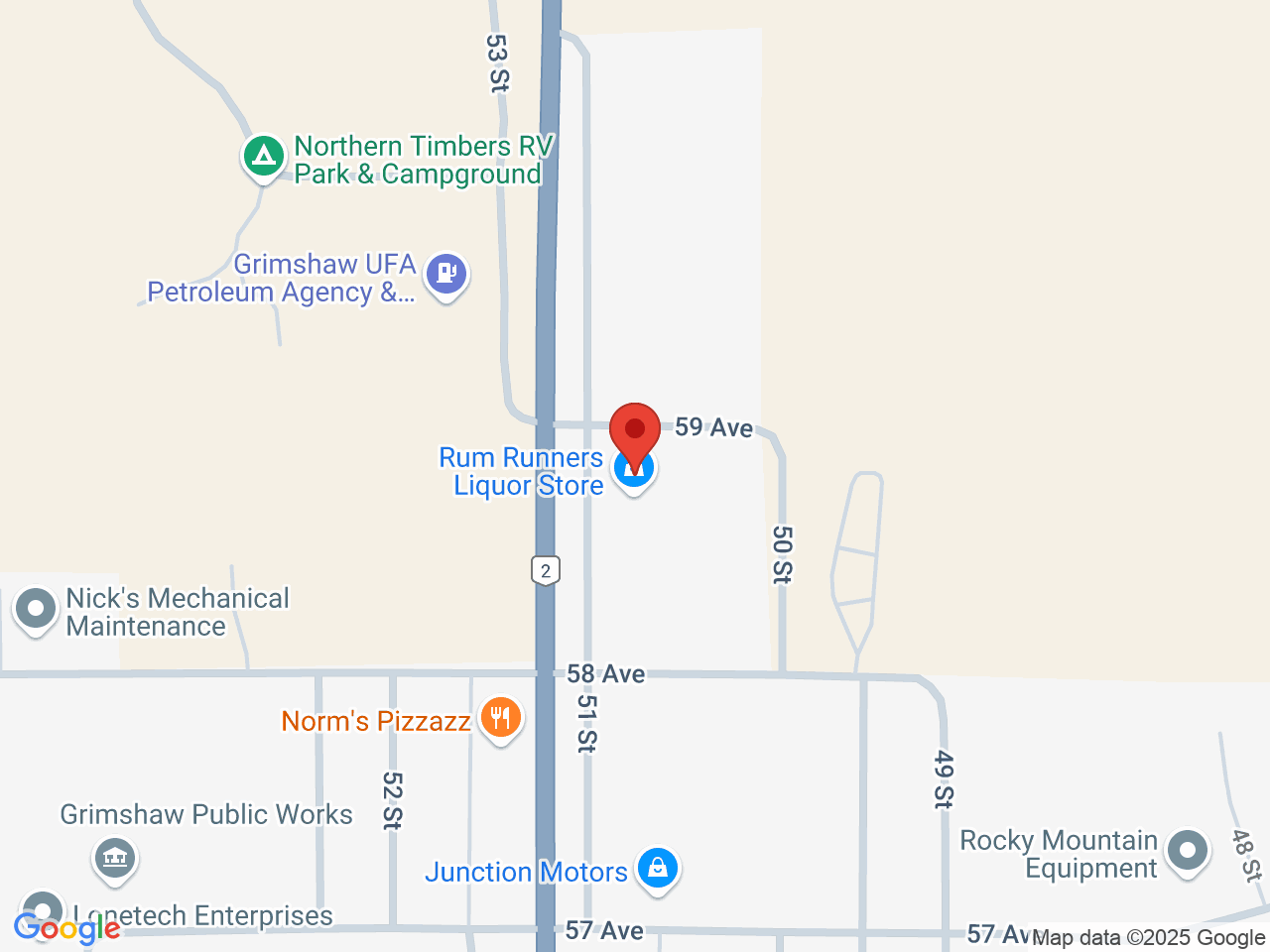 Street map for Bud Runners Cannabis, 5822 51 St., Grimshaw AB