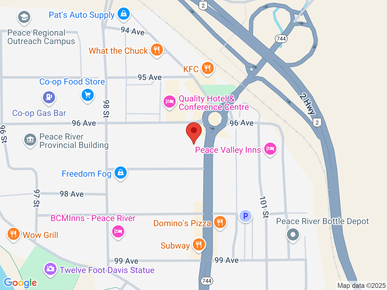 Street map for Bud Runners Cannabis, 9610 100 St., Peace River AB