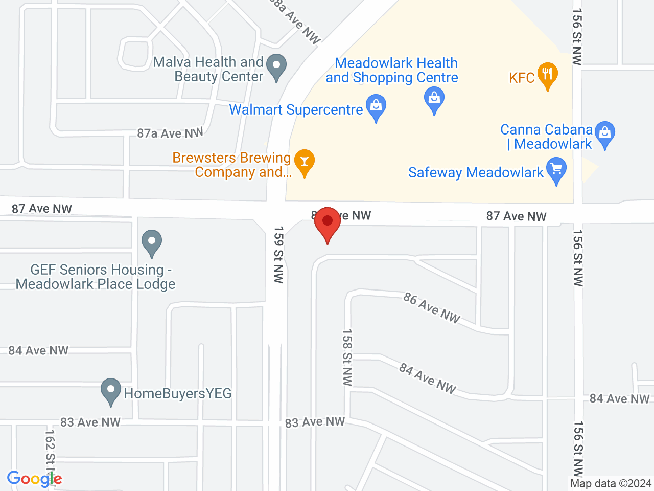 Street map for BudaBoom, 15803 87 Ave. NW, Edmonton AB