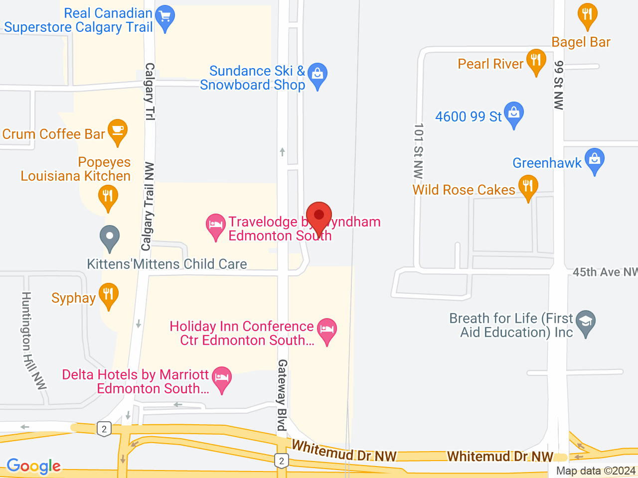 Street map for BudaBoom, 4515 Gateway Blvd NW, Edmonton AB