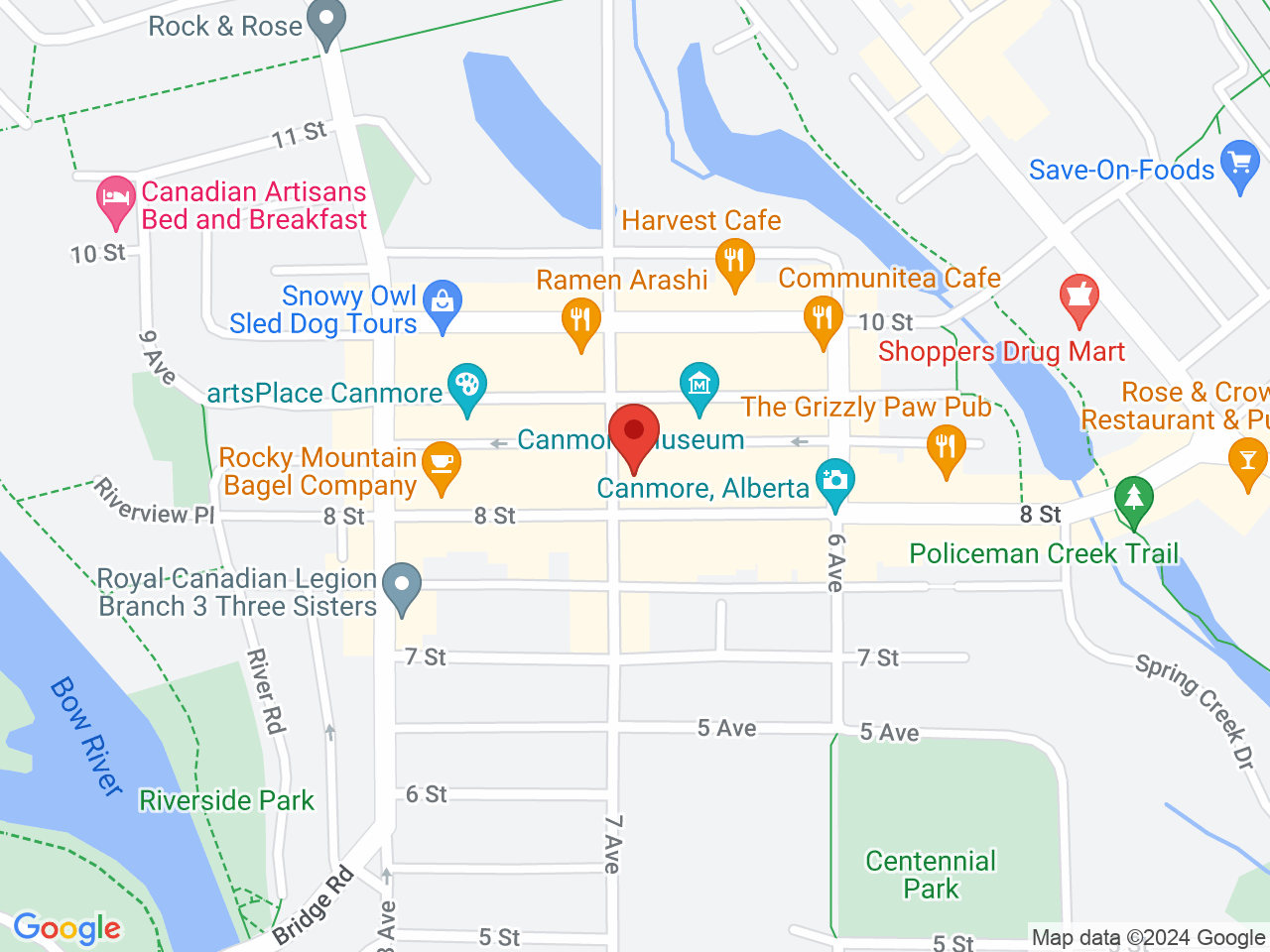 Street map for Canmore Cannabis Company, 900B 7 Ave., Canmore AB