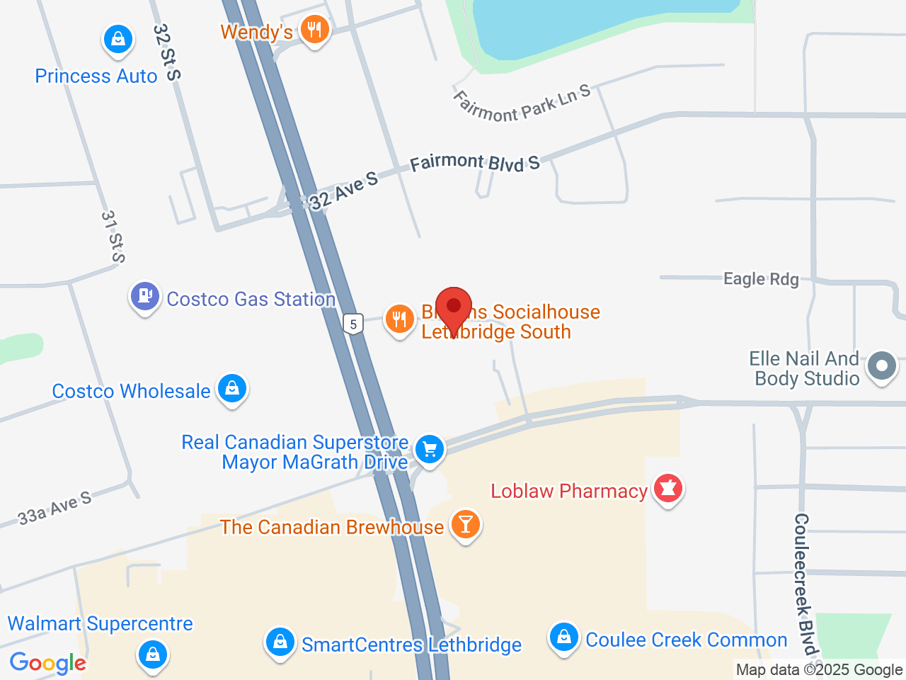 Street map for Canna Cabana Lethbridge, 10-23 Southgate Blvd., Lethbridge AB