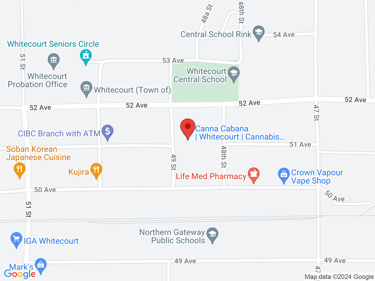 Street map for Canna Cabana Whitecourt, 16-5115 49 St., Whitecourt AB