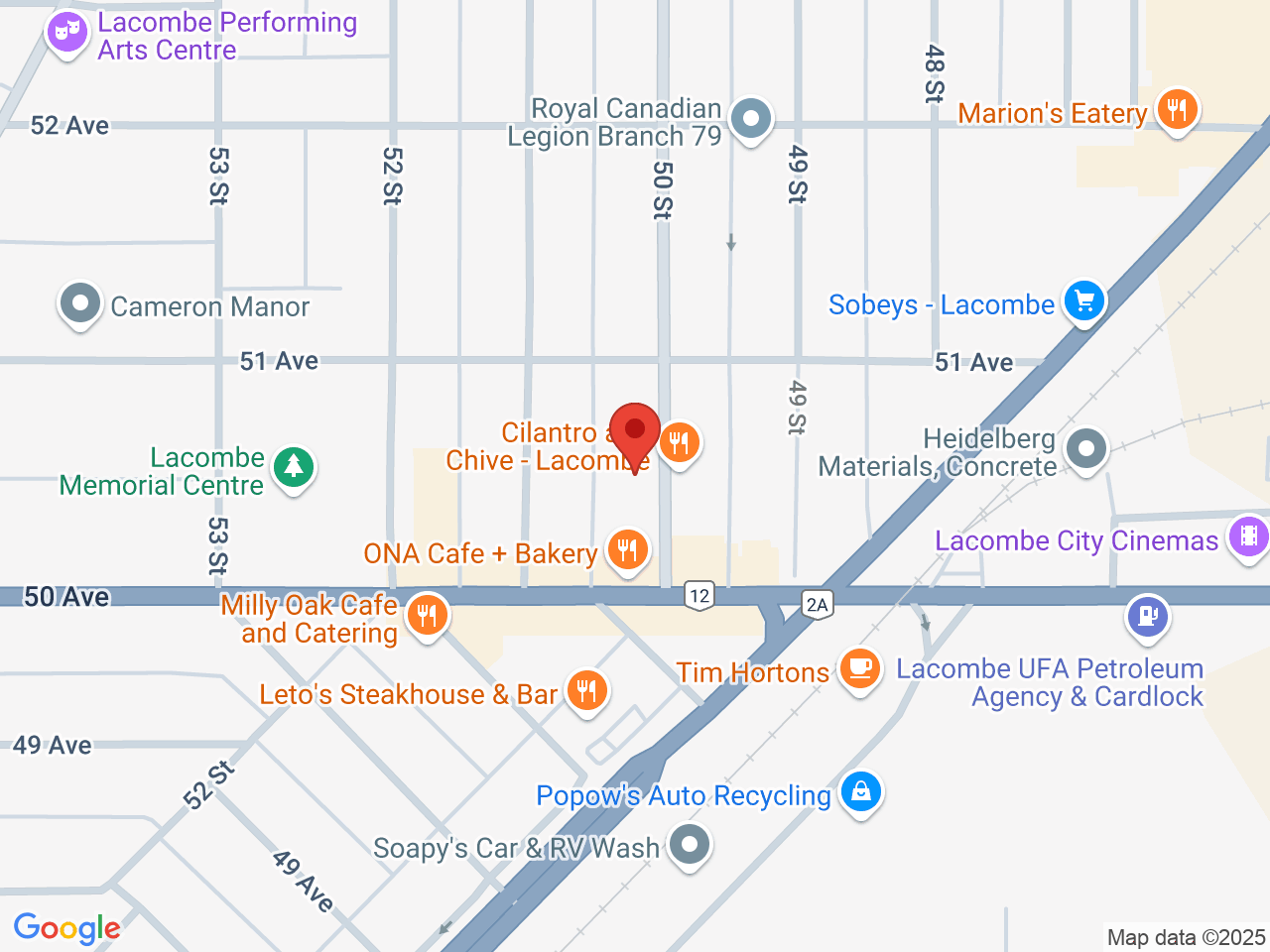 Street map for Canna Cabana Lacombe, 5022 50 St., Lacombe AB