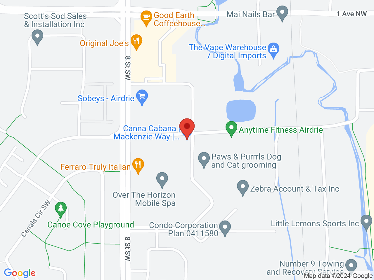 Street map for Canna Cabana Airdrie, 6128 403 Mackenzie Way SW, Airdrie AB