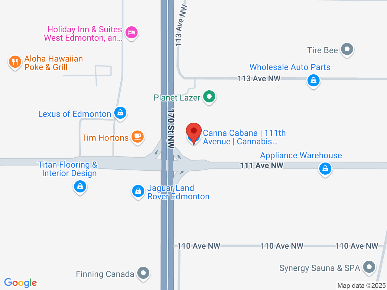 Street map for Canna Cabana Edmonton, 4-16952 111 Ave. NW, Edmonton AB