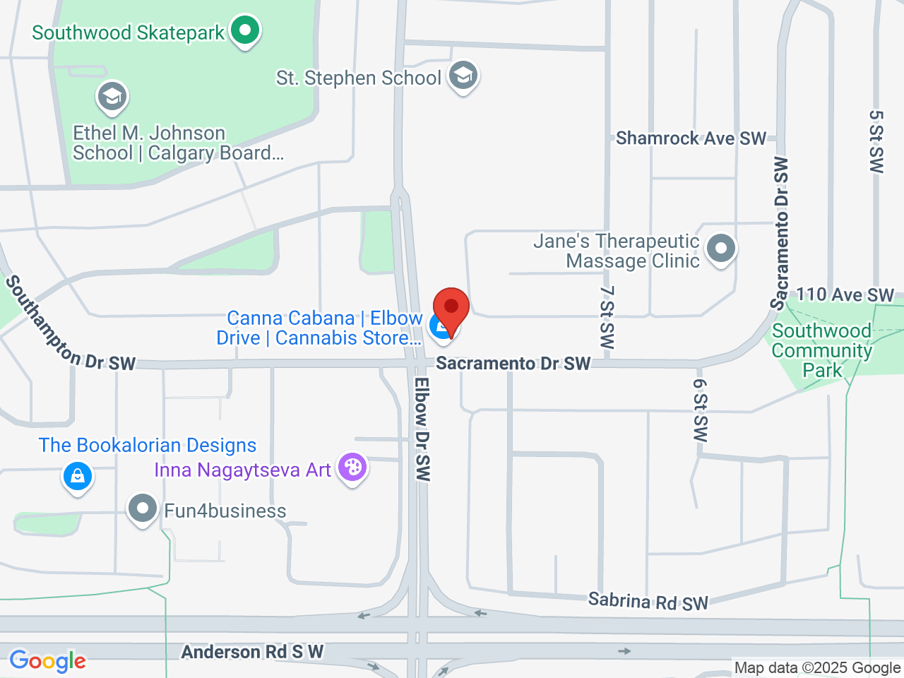 Street map for Canna Cabana Elbow Dr, 11032A Elbow Dr. SW, Calgary AB