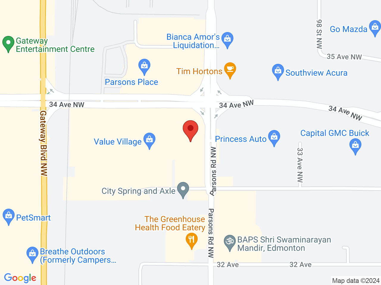 Street map for Canna Cabana Parsons Rd, 101-3342 Parsons Rd. NW, Edmonton AB