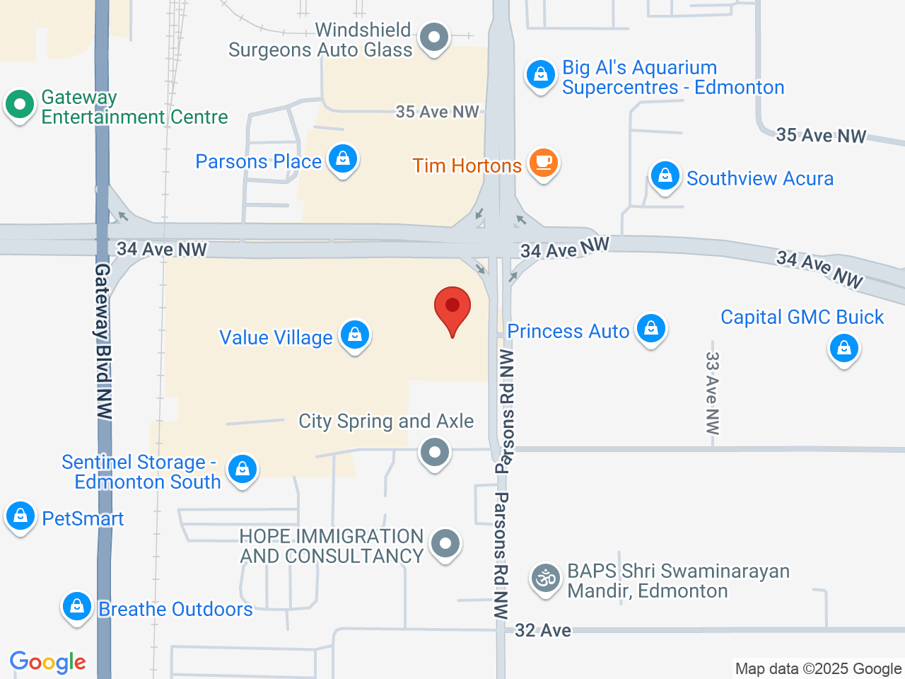 Street map for Canna Cabana Parsons Rd, 101-3342 Parsons Rd. NW, Edmonton AB