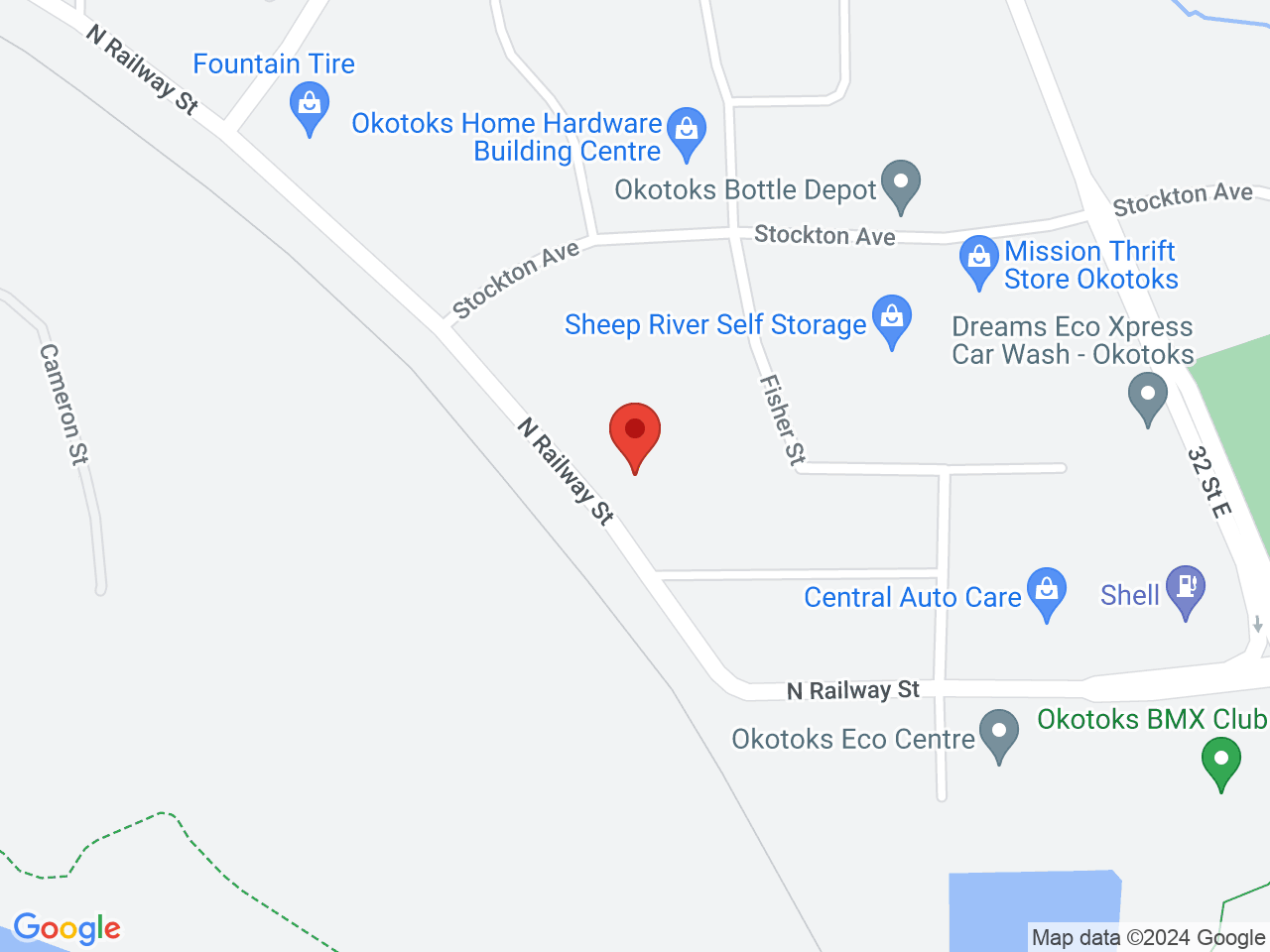 Street map for Canna Cabana Okotoks, 130-100 Stockton Ave., Okotoks AB