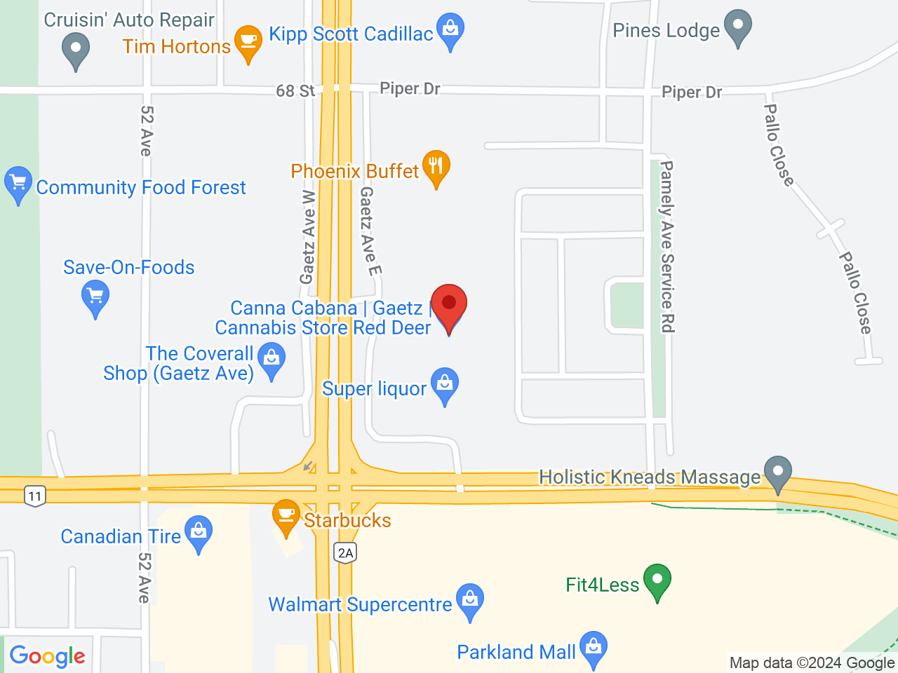 Street map for Canna Cabana Red Deer Gaetz, 130-6751 50 Ave., Red Deer AB