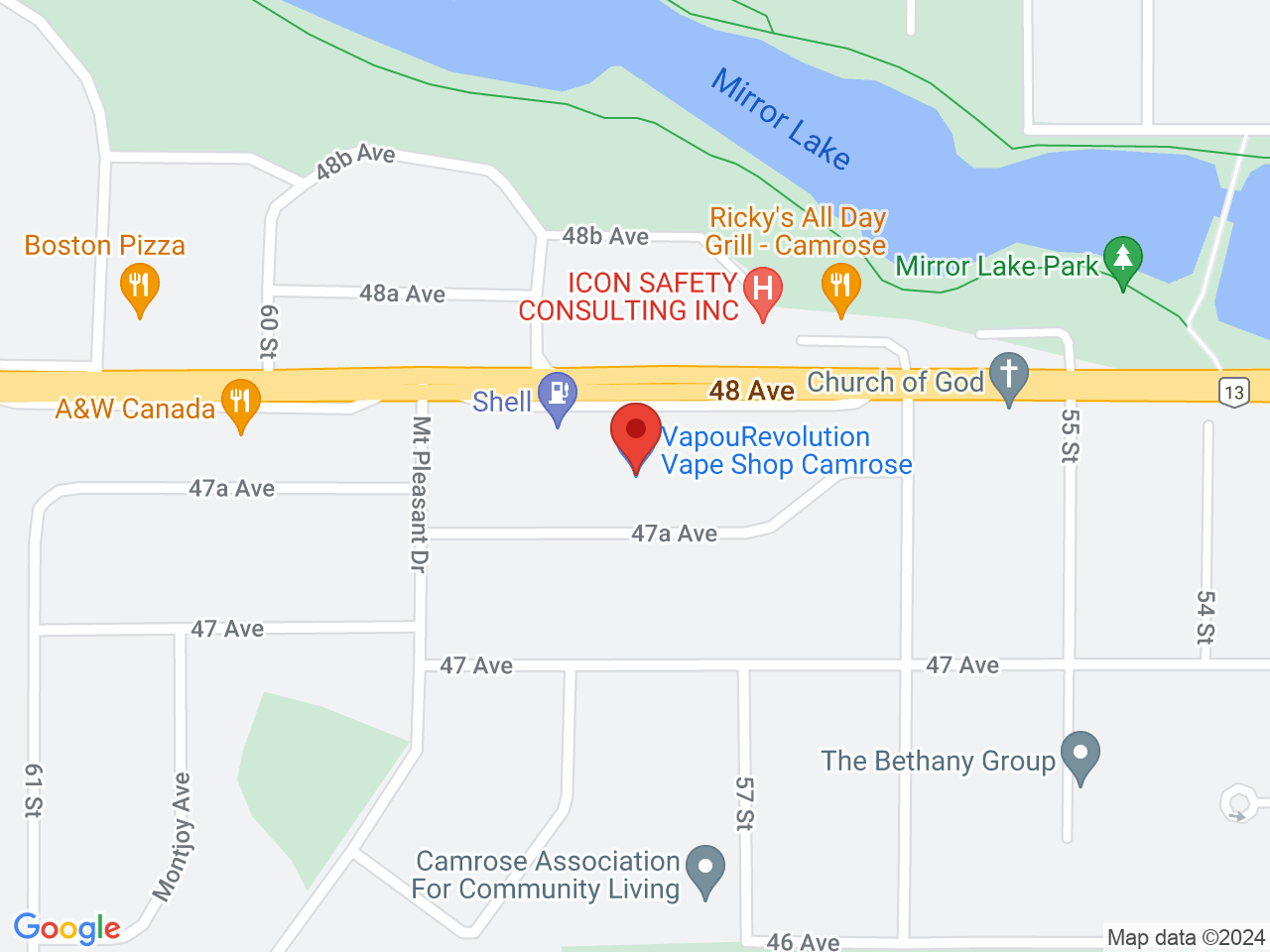 Street map for Choom Cannabis Co. Camrose 48th, 205-5703 48 Ave., Camrose AB
