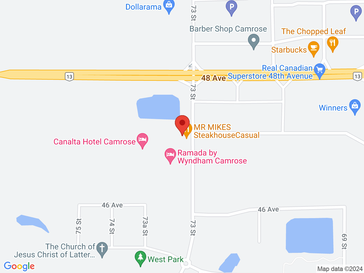 Street map for Choom Cannabis Co. Camrose 73rd, 102-4706 73 St., Camrose AB
