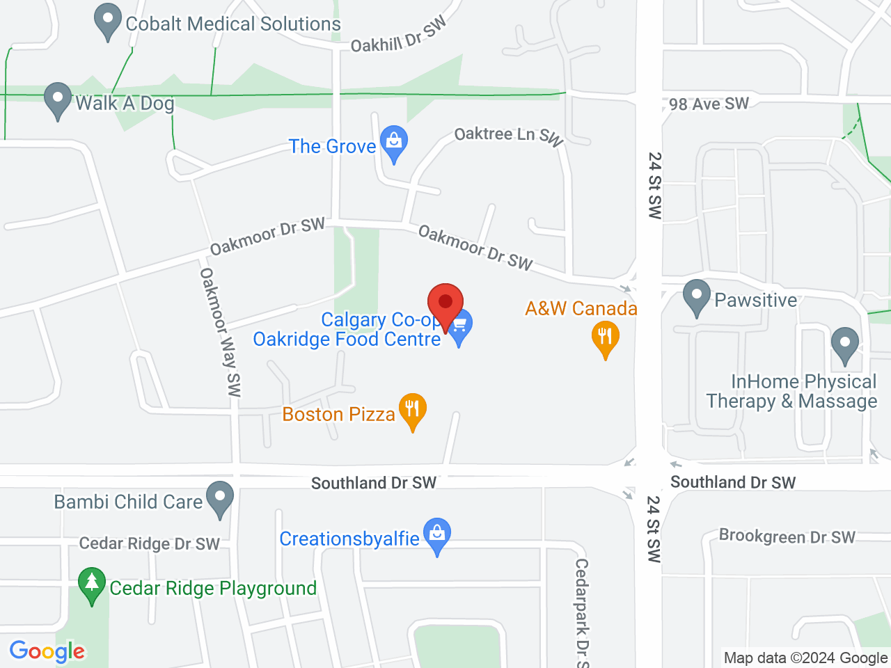 Street map for Co-op Cannabis, 10-2580 Southland Dr. SW, Calgary AB