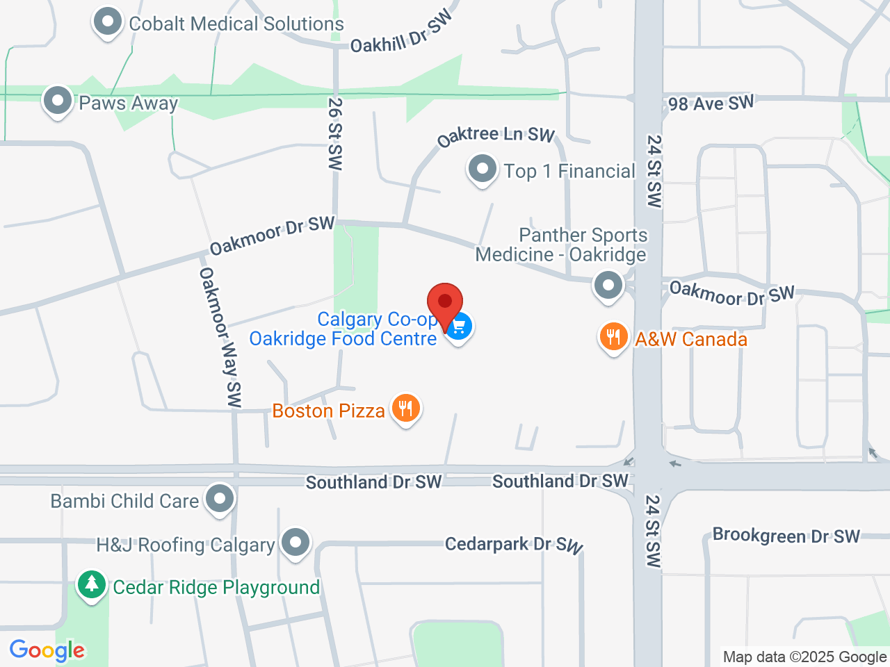 Street map for Co-op Cannabis, 10-2580 Southland Dr. SW, Calgary AB