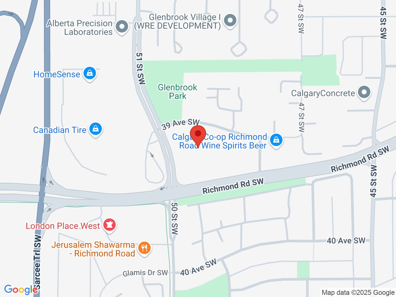 Street map for Co-op Cannabis Richmond Rd., 4938 Richmond Rd. SW, Calgary AB