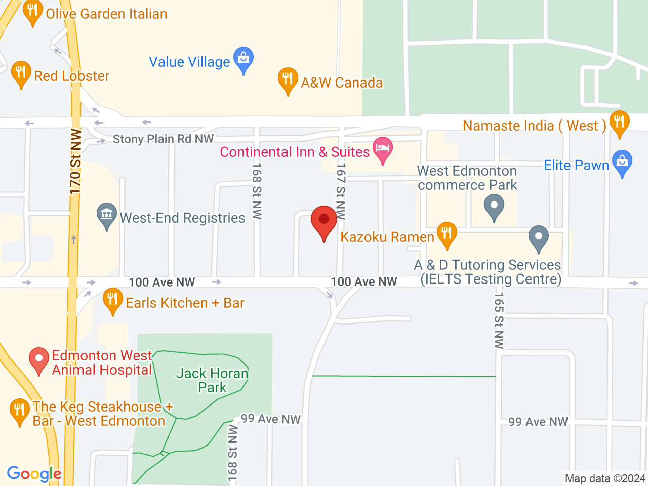 Street map for Elevate Cannabis, 10022 167 St. NW, Edmonton AB