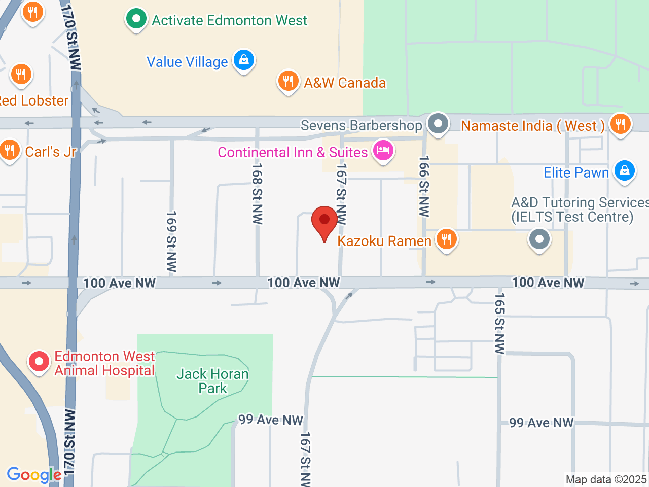 Street map for Elevate Cannabis, 10022 167 St. NW, Edmonton AB