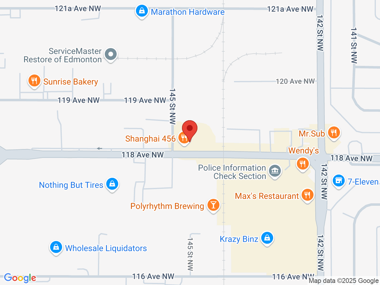 Street map for Elevate Cannabis, 14454 118 Ave. NW, Edmonton AB