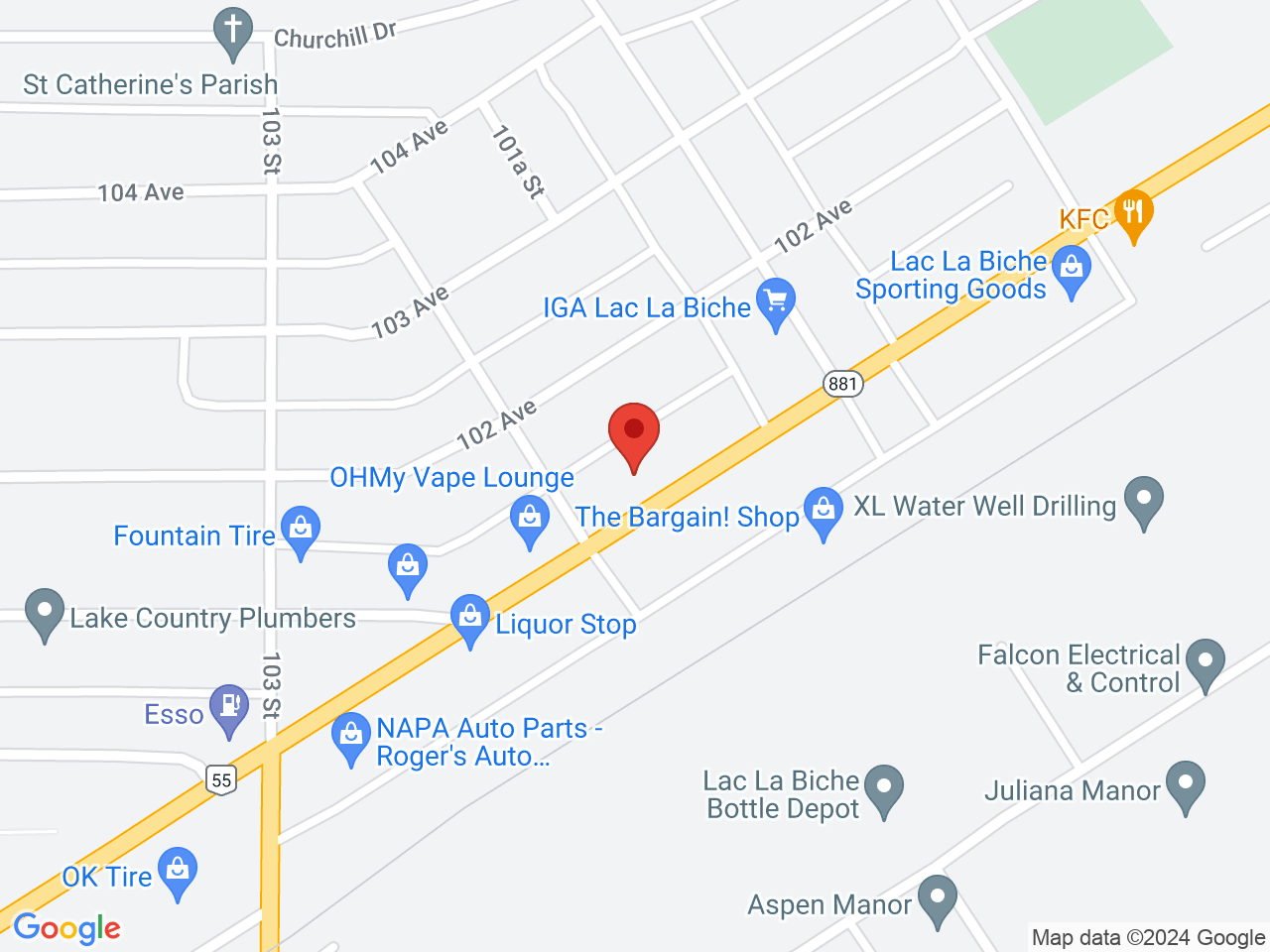 Street map for Equilibrium Cannabis, 10130 101 Ave., Lac La Biche AB