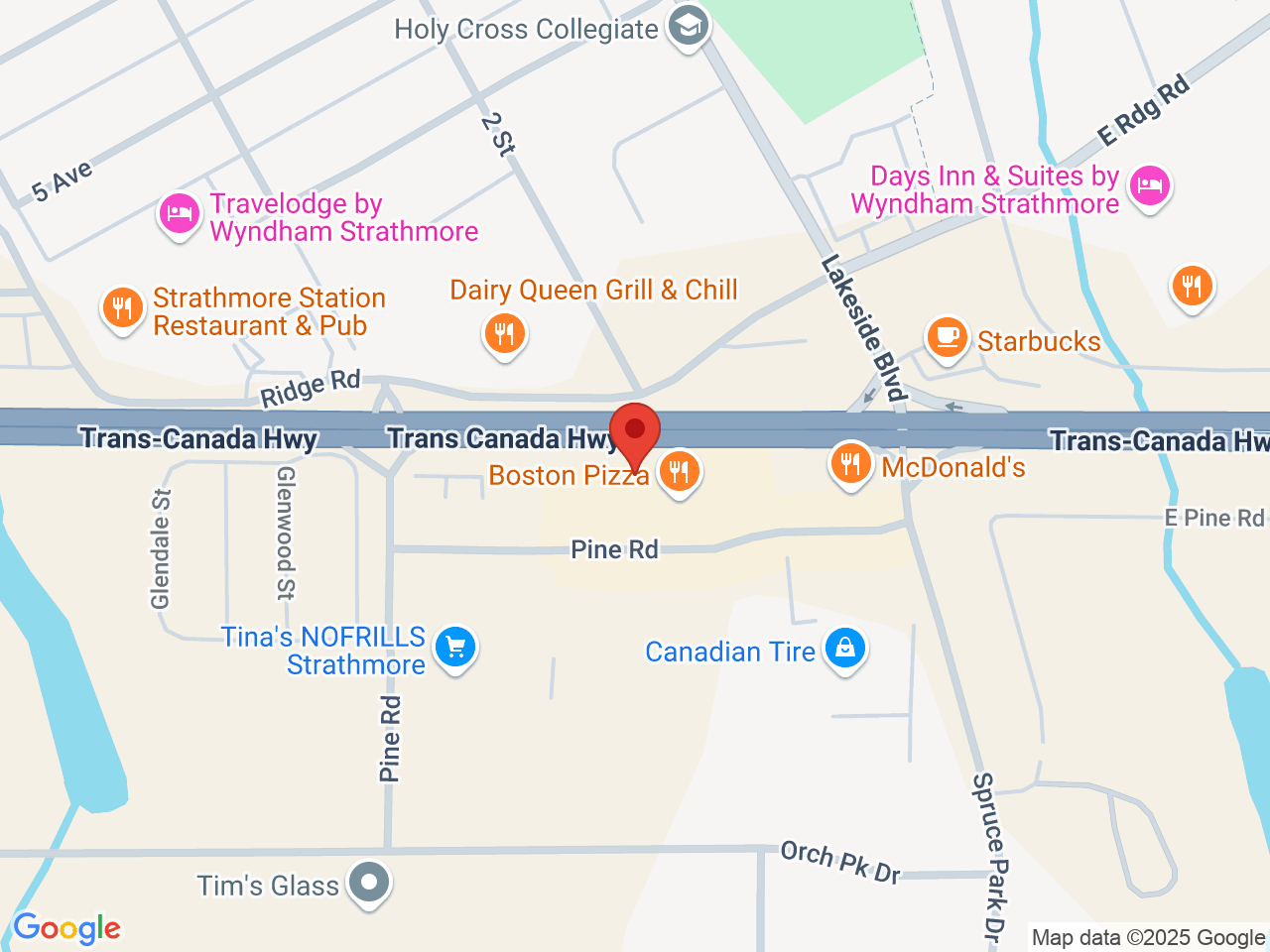 Street map for Fire & Flower Cannabis Co. Strathmore, 110M-800 Pine Rd., Strathmore AB