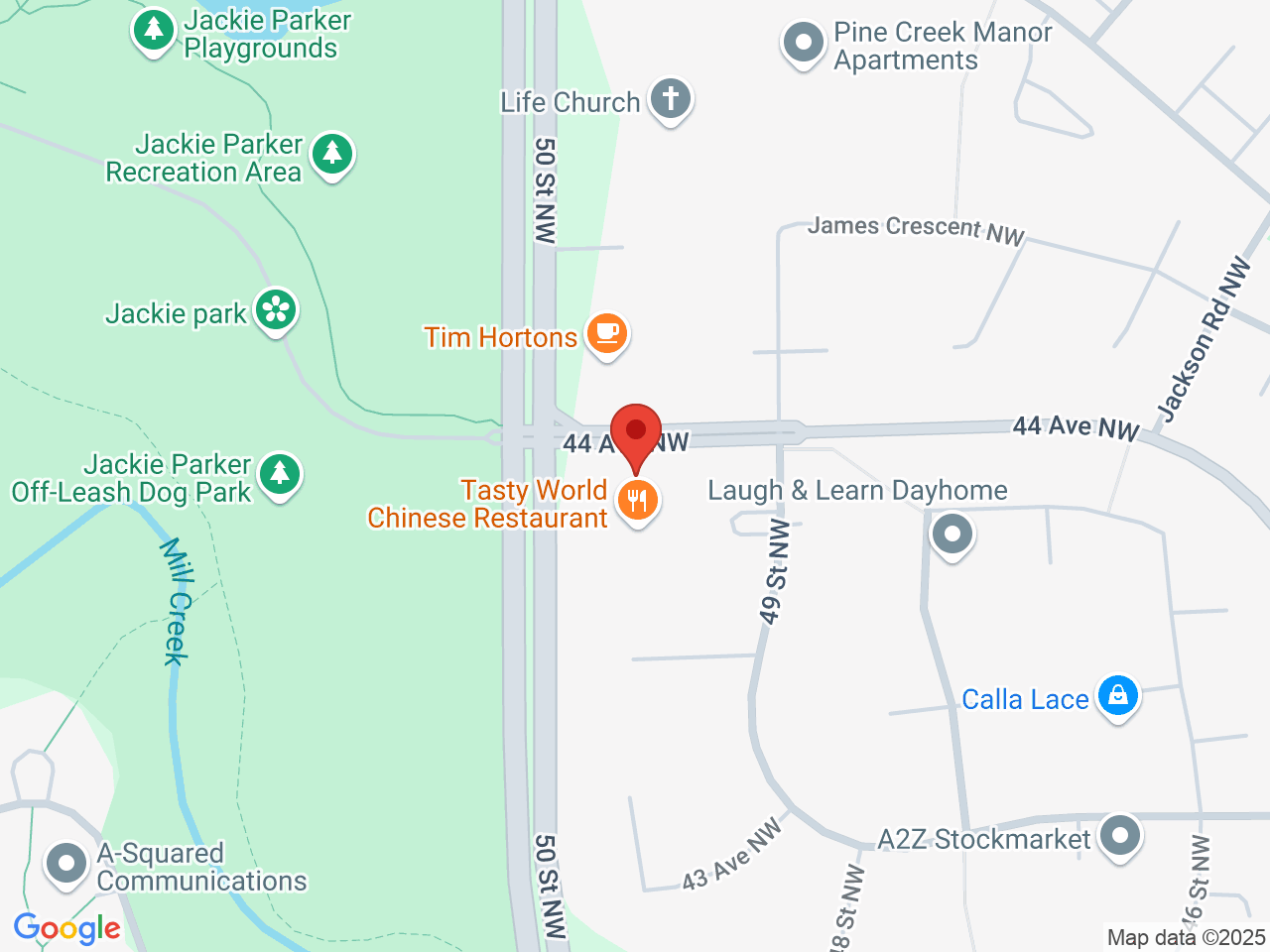 Street map for Fire & Flower Cannabis Co. Jackson Heights, 4357 50 St. NW, Edmonton AB