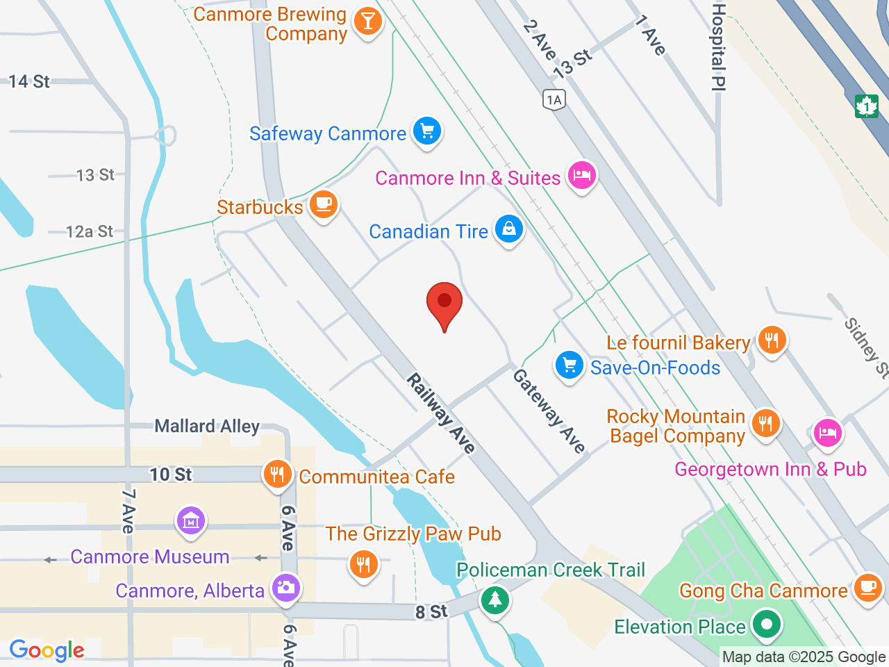 Street map for Fire & Flower Cannabis Co. Canmore, C108-1120 Railway Ave., Canmore AB