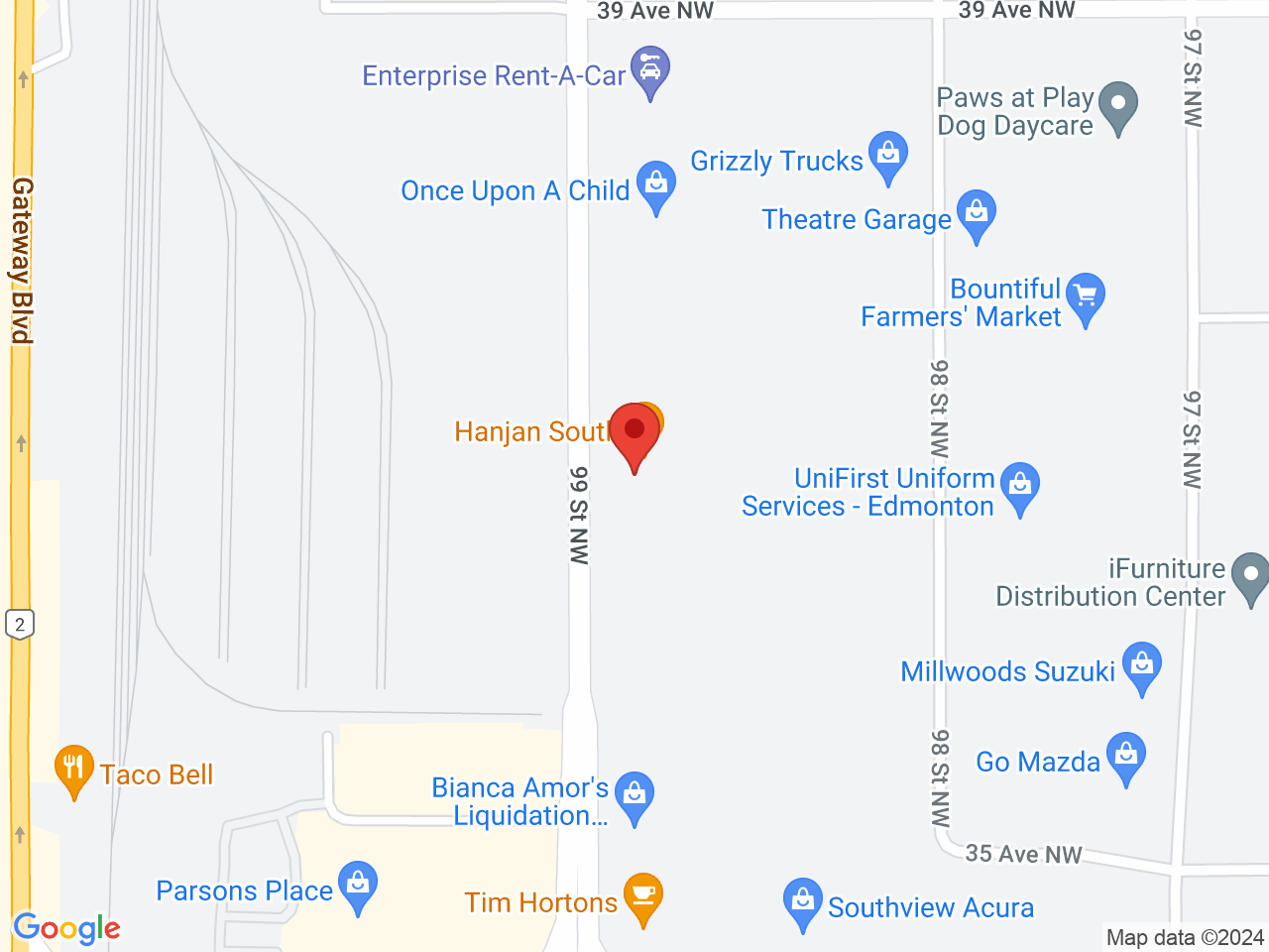 Street map for Fire & Flower Cannabis Co. Merchants Row, 3727 99 St. NW, Edmonton AB