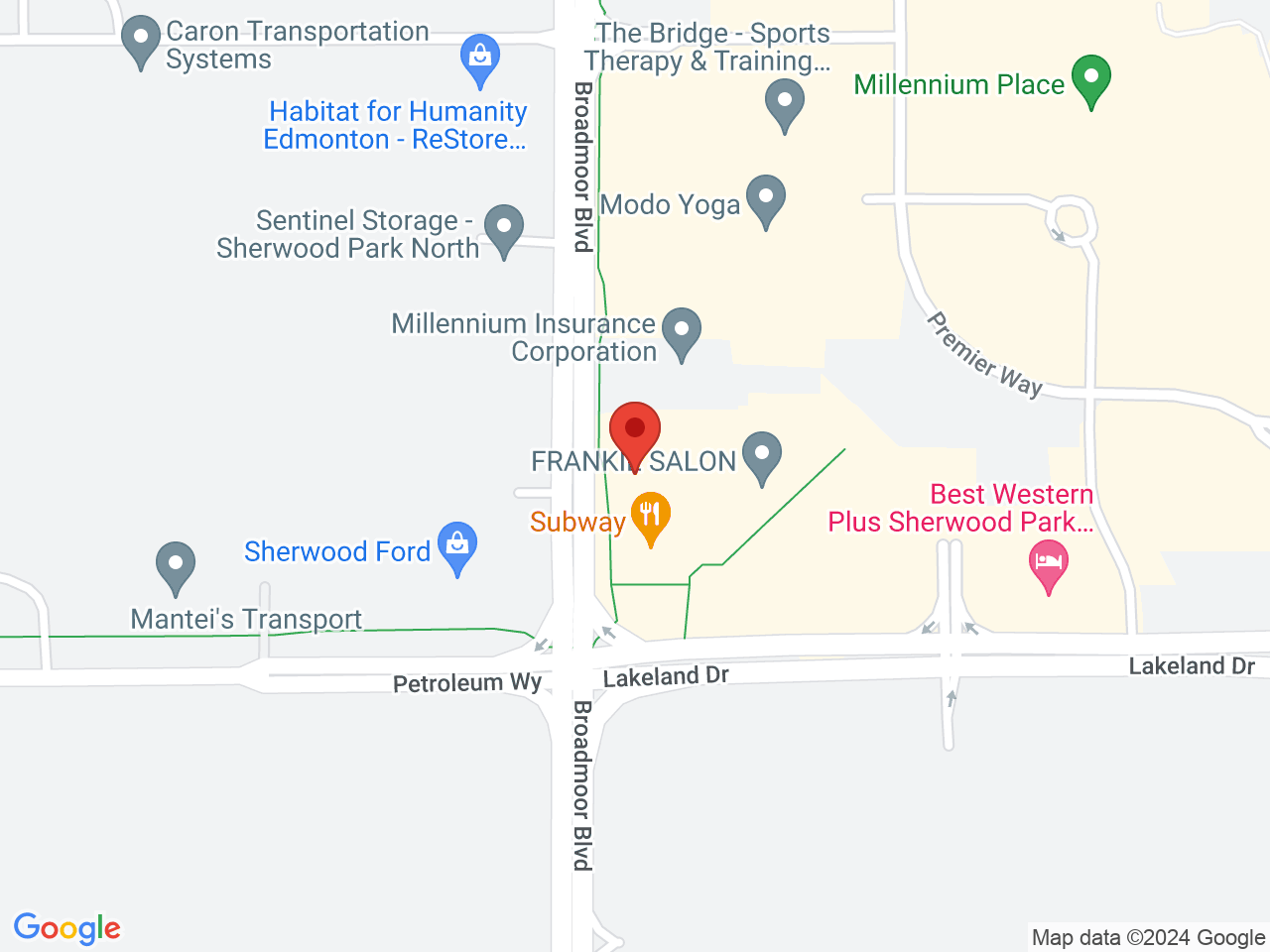 Street map for Fire & Flower Cannabis Co. Millenium Ridge, 380-220 Lakeland Dr., Sherwood Park AB