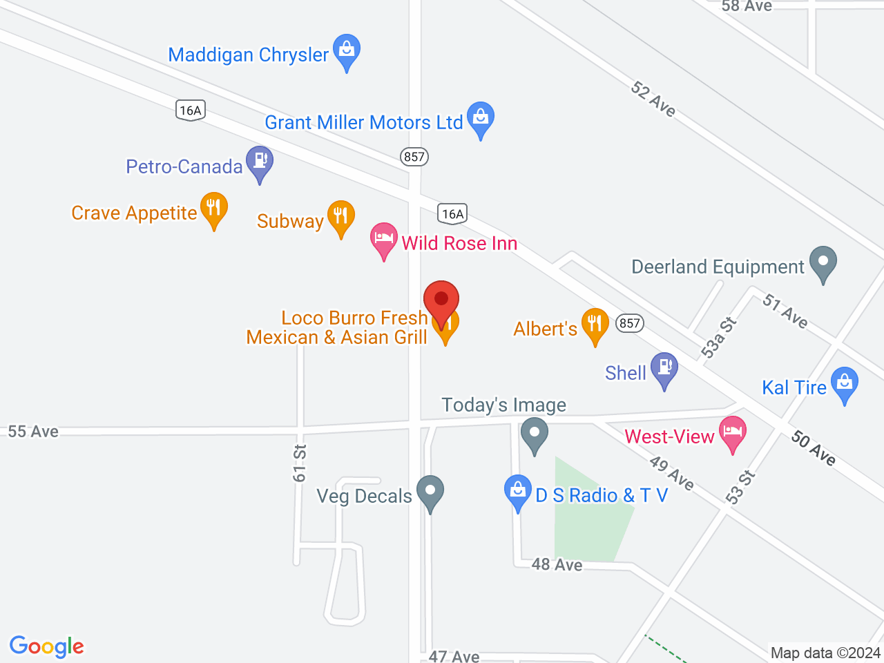 Street map for Fire & Flower Cannabis Co. Vegreville, 5341 50 Ave., Vegreville AB