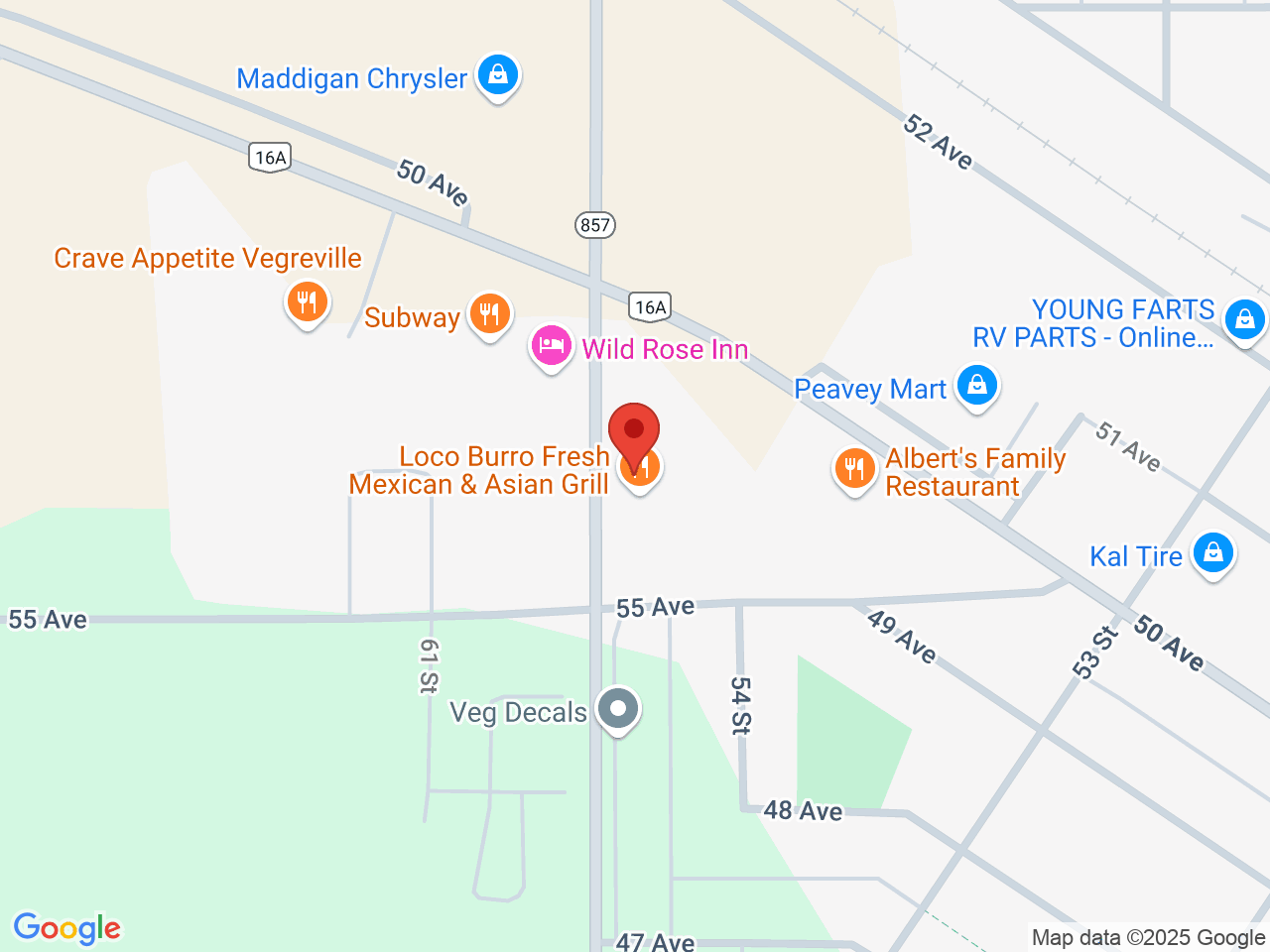 Street map for Fire & Flower Cannabis Co. Vegreville, 5341 50 Ave., Vegreville AB