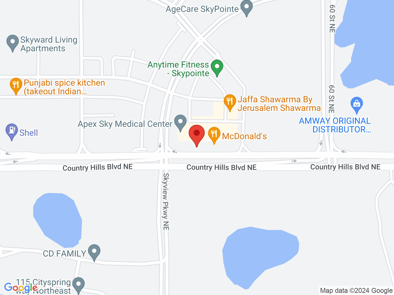 Street map for Fire & Flower Cannabis Co. Sky Pointe Landing, 6004 Country Hills Blvd NE, Unit 1560, Calgary AB