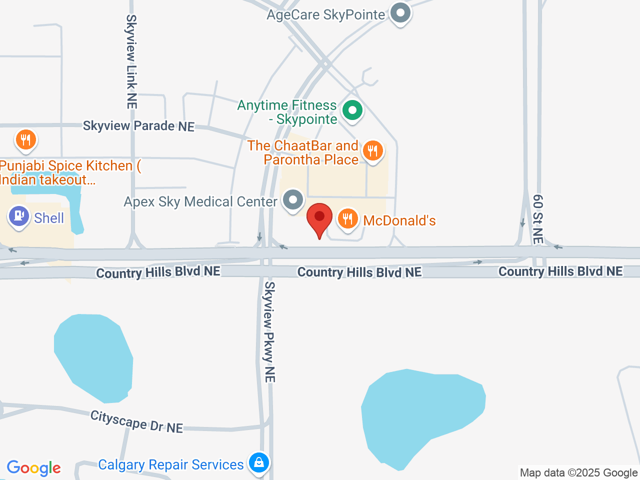 Street map for Fire & Flower Cannabis Co. Sky Pointe Landing, 6004 Country Hills Blvd NE, Unit 1560, Calgary AB