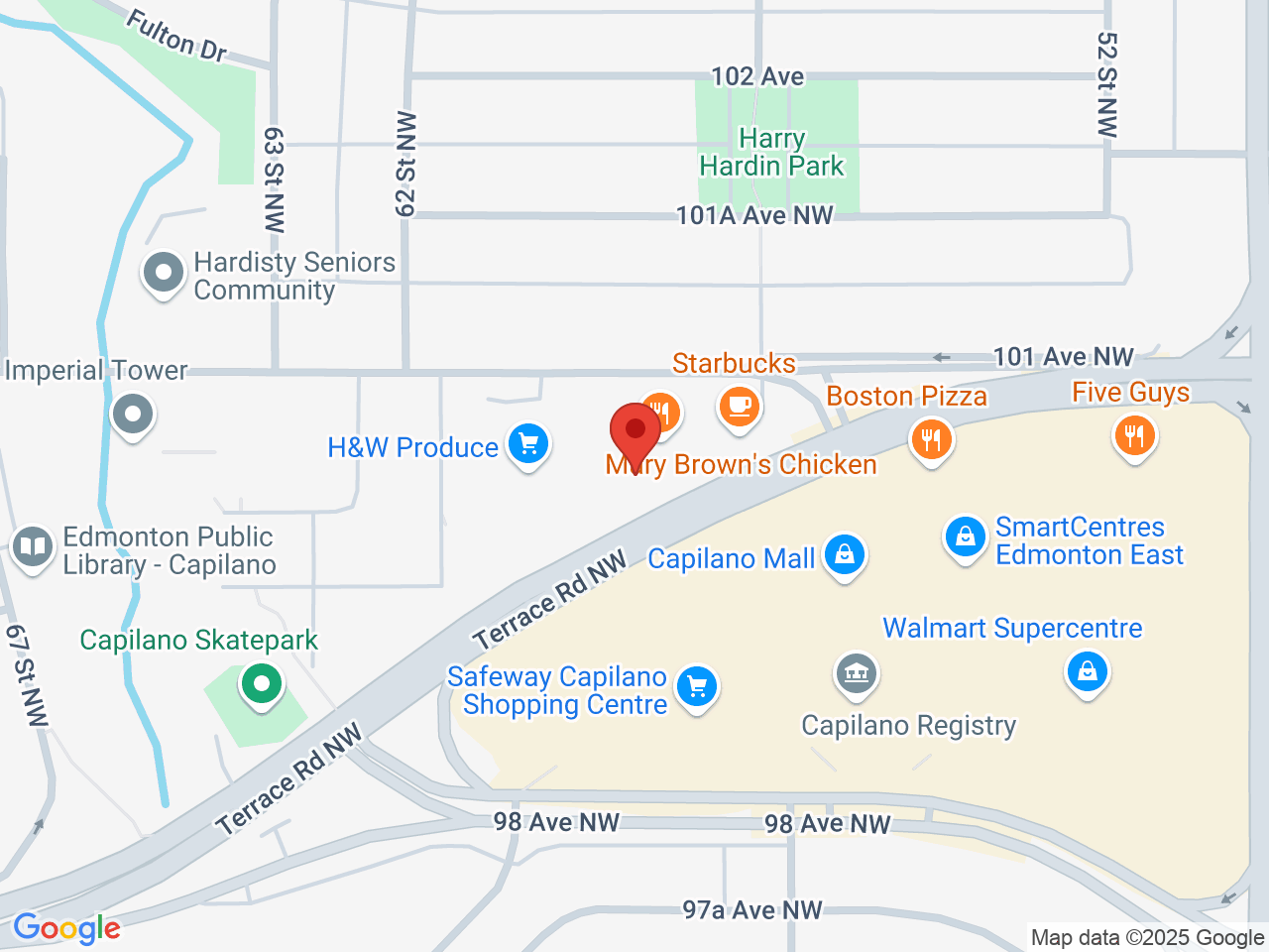 Street map for Fire & Flower Cannabis Co. Terrace Plaza, 5844 Terrace Rd. NW, Edmonton AB