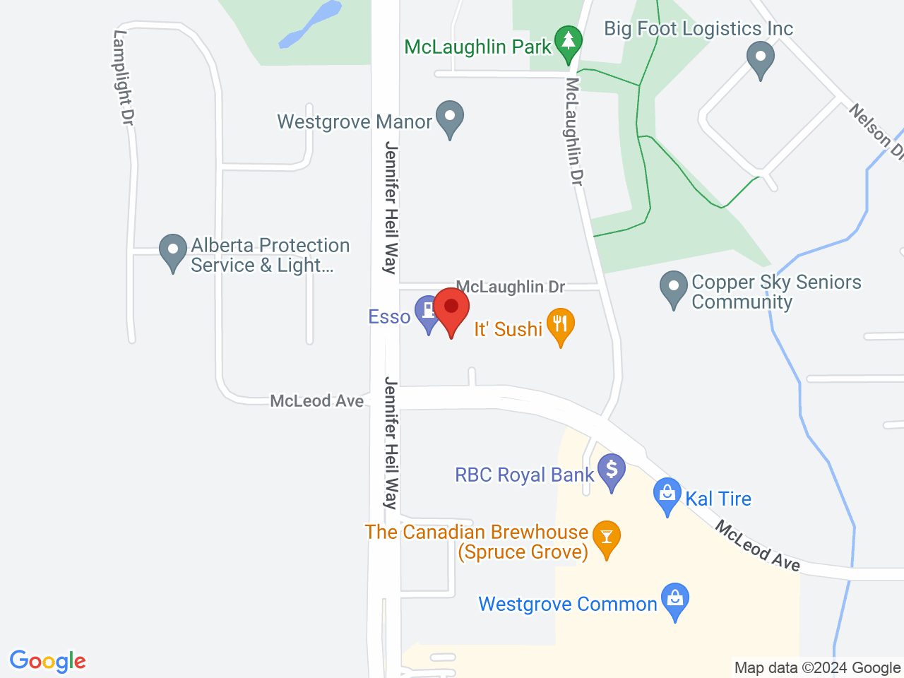 Street map for Fire & Flower Cannabis Co., 3 McLeod Ave, Spruce Grove AB